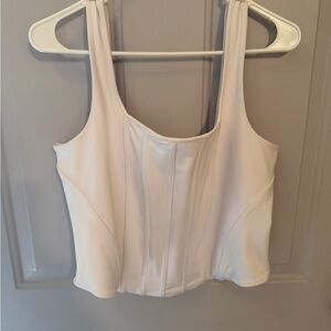 NWT Express White Body Contour Crop Top w Faux Corset Detail